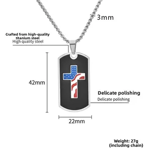 Detailed size specifications of the stainless steel military cross pendant necklace