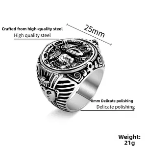 Macro detail of ancient Egyptian pharaoh titanium steel ring showing 21g weight and size