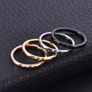 Rhombus cut 2mm tungsten steel rings in black, silver, gold, and rose gold finish