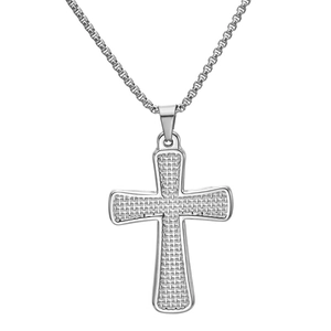 Collier Pendentif Croix en Acier Inoxydable Hip Hop pour Homme Bijoux Chrétiens Polis Géométriques Accessoire Tendance Cadeau