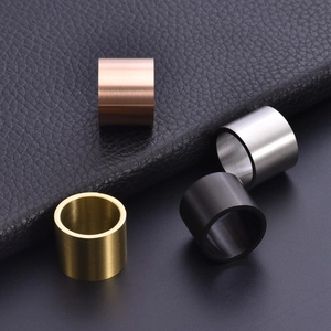 Modern 19mm brushed stainless steel rings in rose gold, silver, gold, and black finishes