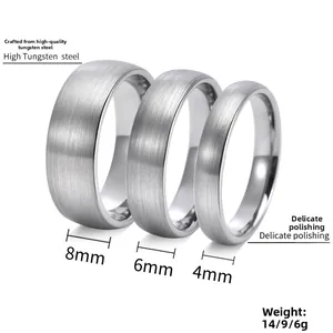 Macro detail of tungsten steel rings with brushed texture and polished inner band