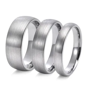 Minimalist Tungsten Steel Ring For Men Women Gender Neutral Brushed Surface Polished Inner Band Wedding Promise Ring Jewelry Gift