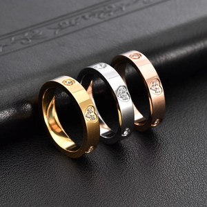 Bagues cœur bicolores en plaqué or 18K avec cristaux, finitions or, argent et or rose poli
