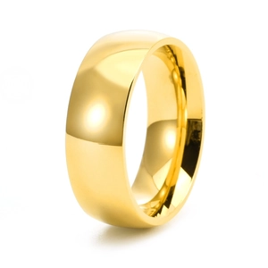 Anillo clásico de 8mm en acero inoxidable dorado pulido con perfil abombado liso para unisex