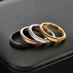 3mm stainless steel hammered spinner rings in black, rose gold, silver, and gold finishes