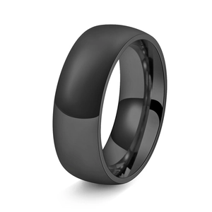 Anillo minimalista de 8mm en acero inoxidable negro mate con acabado interior pulido