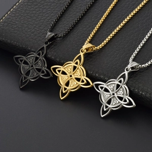Men's Viking Celtic Knot necklaces in silver, gold, and black stainless steel options