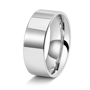 Macro view of high-polished silver stainless steel band with mirror-like finish