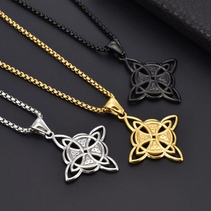 Men's Nordic Viking Celtic knot pendants in black, gold and silver stainless steel