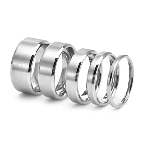 Minimalist Titanium Steel Ring For Men Women Couple Brushed Surface Polished Edge Silver Gold Black Band Rings Casual Jewelry