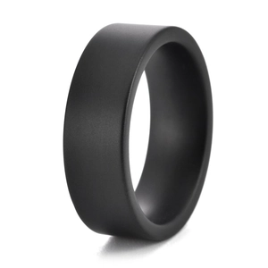 Minimalist black matte ceramic ring with high-quality frosted finish and modern sleek design