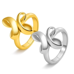Bagues spirales croisées exagérées en or 18 carats et acier titane poli pour femme