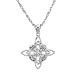 Men's stainless steel necklace with Celtic knot pendant in vintage punk style