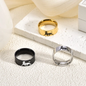 Bagues tigre pour hommes 8mm en acier titane, finitions or, noir et argent