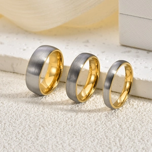 Brushed tungsten carbide rings in 4mm 6mm 8mm width with polished gold inner band