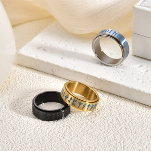 Luminous Viking rune spinner rings for men in silver gold and black stainless steel