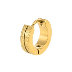 Poliertes goldfarbenes Huggie-Ohrring mit matter Textur und Mittelrille für Damen und Herren