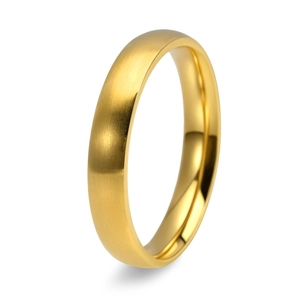 Detail of 4mm golden brushed titanium steel ring with mirror polished inner surface