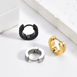 Mattierte Titanstahl Creolen Für Damen Herren Sandgestrahlt Geometrisch Huggie Ohrringe Gold Schwarz Silber Trendschmuck