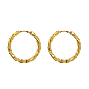 Orecchini a cerchio minimalisti in acciaio inox placcato oro 18K con trama a spirale