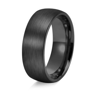 Black brushed titanium steel ring with a smooth polished inner surface and sleek design