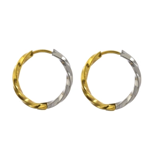 Orecchini a cerchio ritorti minimalisti in acciaio inossidabile bicolore oro 18K