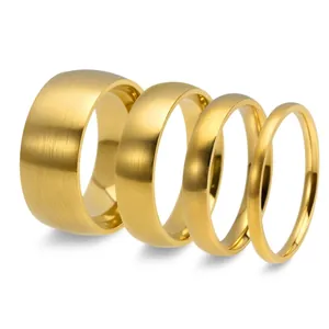 Minimalist Titanium Steel Brushed Ring For Men Women Simple Domed Plain Band Ring Electroplated Matte Finish Unisex Jewelry Finger Ring