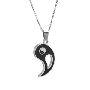 Collier avec pendentif Yin Yang Tai Chi vintage en acier inoxydable et goutte d'eau