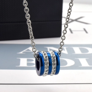 Collier Pendentif Cylindrique en Acier Inoxydable et Strass pour Hommes Femmes Bijoux Géométriques Incrustés Style Coréen Tendance Cadeau