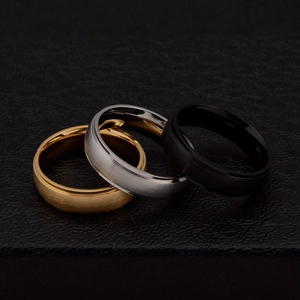 Bagues minimalistes pour hommes en acier titane plaqué or 18K, finitions mate et polie