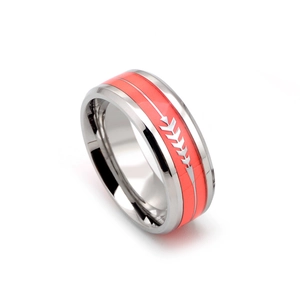 Bague Lumineuse en Acier Inoxydable et Fibre de Carbone pour Hommes Anneau avec Motif de Flèche Bijoux Punk Tendance