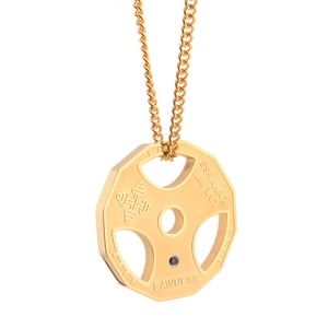 Titanium Steel Fitness Weight Plate Pendant Necklace For Men Sporty Dumbbell Barbells Rhinestone Pendant Gym Workout Jewelry