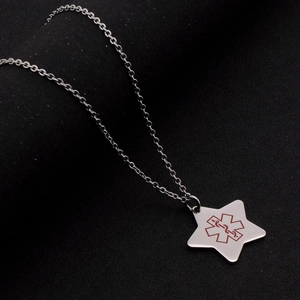 Collier avec pendentif médical Star of Life en acier inoxydable poli pour homme