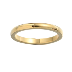 Polished 2mm minimalist stainless steel gold ring with a mirror-like reflective finish