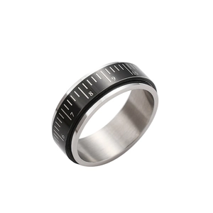 Anello Girevole in Acciaio Inossidabile con Scala a Righello per Uomo Anello Spinner Minimalista Stile Industriale Nero Argento