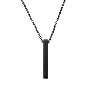 Minimalist Polished Stainless Steel Vertical Bar Pendant Necklace For Men Women Engravable Rectangular Pillar Pendant Jewelry Gift