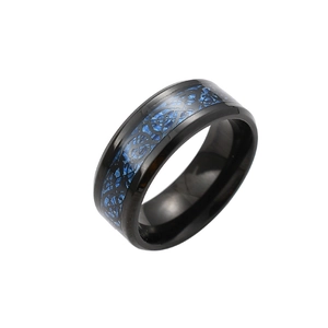 Celtic Dragon Pattern Men Ring Stainless Steel Blue Carbon Fiber Inlay Domineering Punk Fashion Jewelry Finger Band Ring