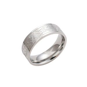Vintage Chinese Style Dragon Pattern Engraved Band Ring For Men Titanium Steel Embossed Retro Punk Biker Finger Ring Jewelry
