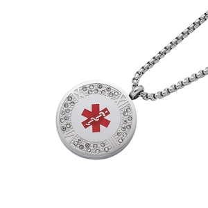 Star of Life Medizinische Halskette mit Kristallrand und rotem Emblem für Herren