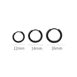 Boucles d'Oreilles Créoles Minimalistes en Acier Inoxydable pour Hommes Femmes Style Hip Hop Punk Géométriques Rondes Argent Noir