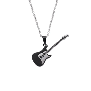 Herren Edelstahl E-Gitarre Anhänger Halskette Rock Hip Hop Musik Charme Halskette Gold Silber Schwarz Schmuck Ohne Einheit