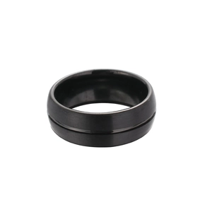 Bague homme 8mm en acier tungstène brossé noir avec rainure centrale finition mate