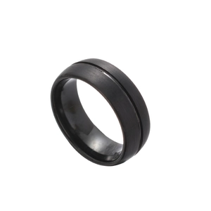 Bague en Acier au Tungstène Brossé pour Hommes Noir Mat Bague Large avec Rainure Style Industriel Minimaliste Bijoux de Mode