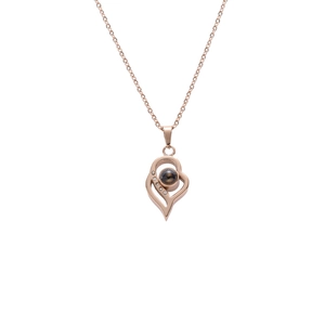 Collier de Projection Cœur en Acier Inoxydable Multilingue Je T'aime Cristal Strass Pendentif Chaîne Bijoux Cadeau Pour Femmes