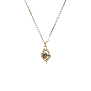 Collier cœur projection avec 100 langues Je t'aime et pierres de zircon blanc doré