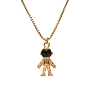 Hip Hop Astronaut Pendant Necklace For Men Women Titanium Steel Spaceman Couple Sweater Chain Harajuku Style Jewelry Gift