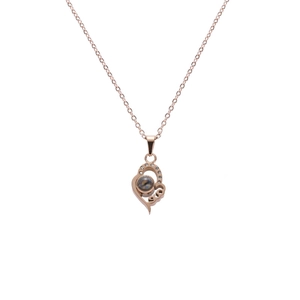 100 Langues Je T'aime Projection Cœur Collier Acier Inoxydable Strass Pendentif Bijoux Romantique Pour Femme Cadeau
