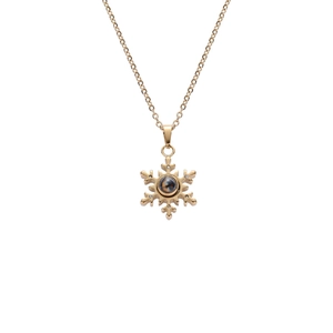 Collana con proiezione a fiocco di neve dorato e cristalli su catena sottile