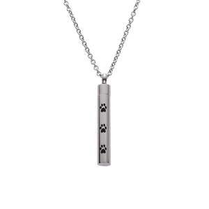 Collier Urne de Commémoration pour Animaux en Acier Inoxydable Empreinte de Patte Bijoux de Crémation pour Cendres